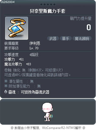 贝奈里斯魔力手套 Tooltip