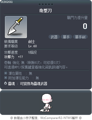 奇型刀 Tooltip