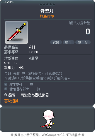 奇型刀 Tooltip