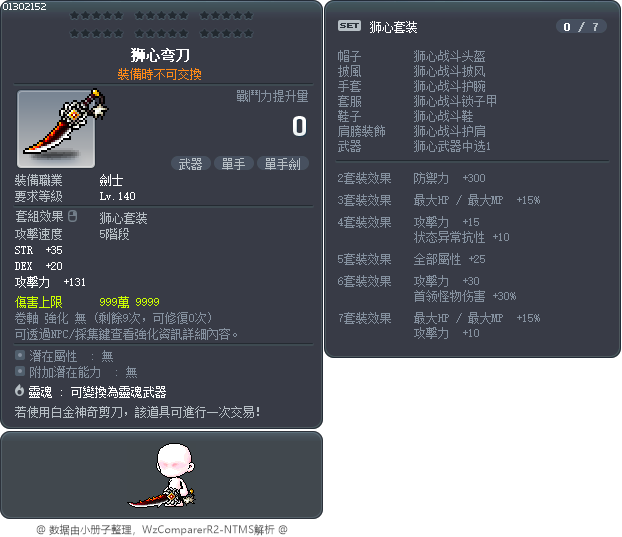狮心弯刀 Tooltip