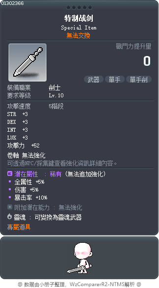 特制战剑 Tooltip