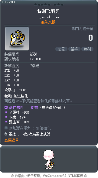 特制飞羽刃 Tooltip