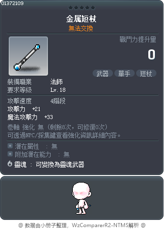 金属短杖 Tooltip