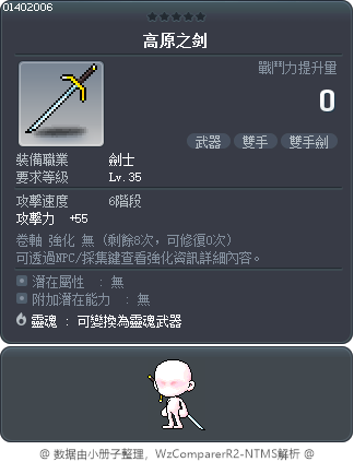 高原之剑 Tooltip