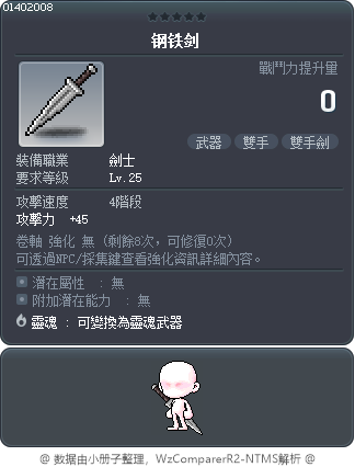 钢铁剑 Tooltip