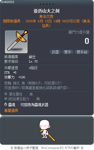 亚历山大之剑 Tooltip