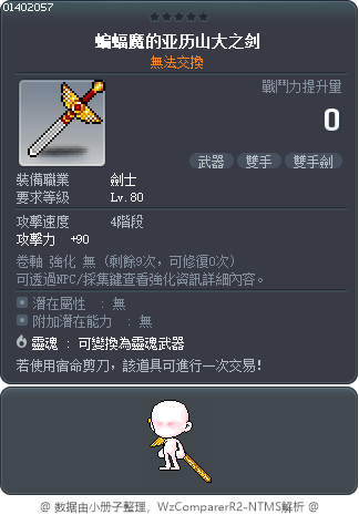 蝙蝠魔的亚历山大之剑 Tooltip