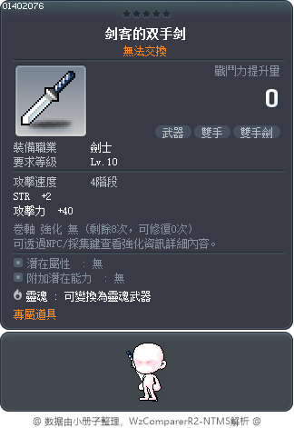 劍士之雙手劍 Tooltip