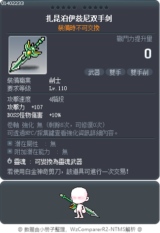 扎昆泊伊兹尼双手剑 Tooltip