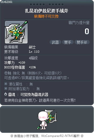 扎昆泊伊兹尼双手战斧 Tooltip
