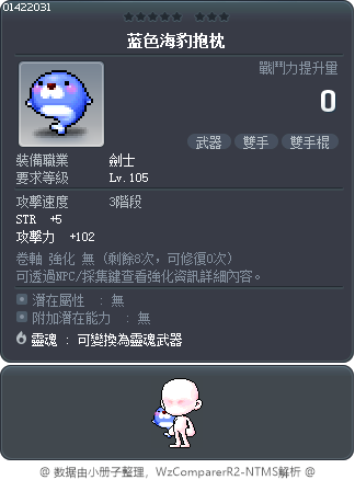 蓝色海豹抱枕 Tooltip