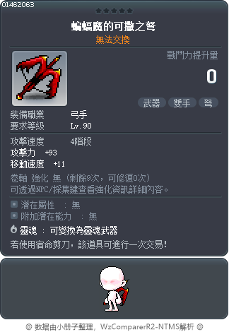 蝙蝠魔的可撒之弩 Tooltip