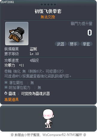 初级飞侠拳套 Tooltip