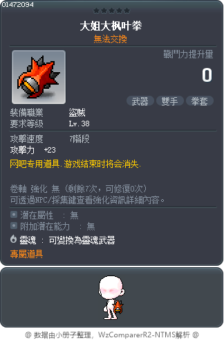 大姐大枫叶拳 Tooltip