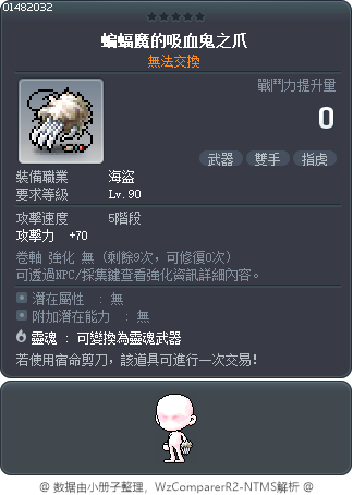 蝙蝠魔的吸血鬼之爪 Tooltip