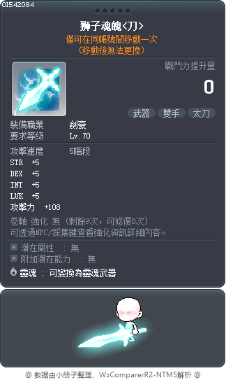 狮子魂魄<刀> Tooltip