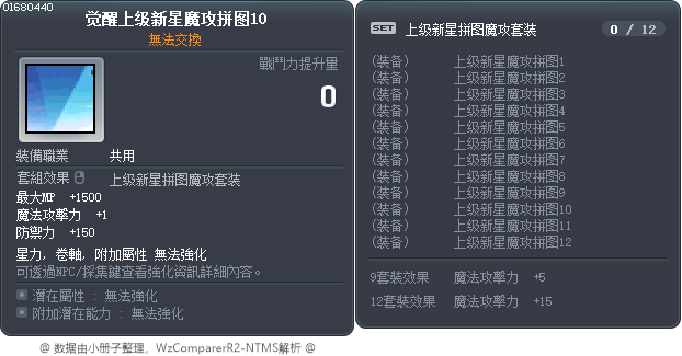 觉醒上级新星魔攻拼图10 Tooltip