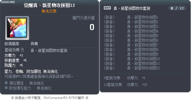 觉醒真·新星物攻拼图12 Tooltip