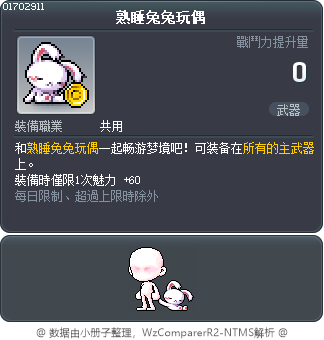 熟睡兔兔玩偶 Tooltip