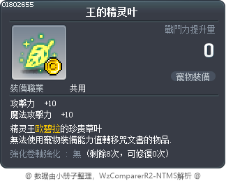 王的精灵叶 Tooltip