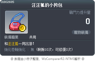 汪汪狐的小挎包 Tooltip
