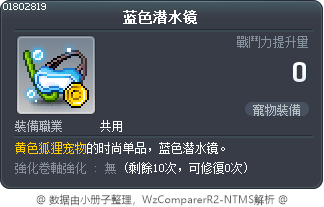 蓝色潜水镜 Tooltip
