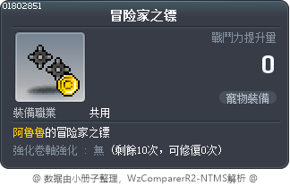 冒险家之镖 Tooltip