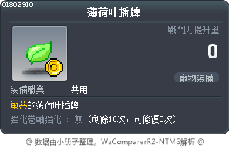 薄荷叶插牌 Tooltip