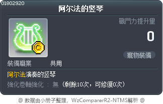 阿尔法的竖琴 Tooltip