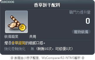 香草饼干配料 Tooltip