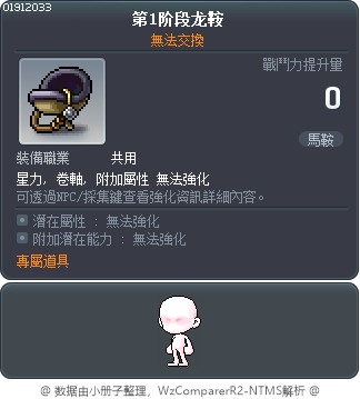 龍馬鞍 Tooltip