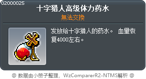 十字猎人高级体力药水 Tooltip