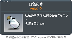 白色藥水 Tooltip