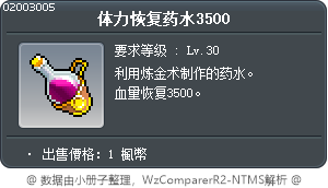 体力恢复药水3500 Tooltip