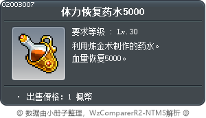 体力恢复药水5000 Tooltip