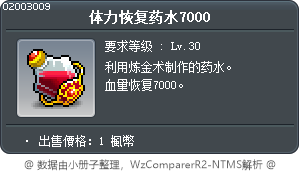 体力恢复药水7000 Tooltip
