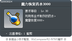 魔力恢复药水3000 Tooltip