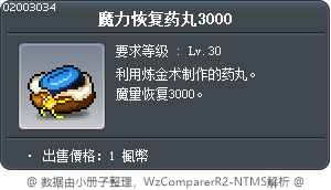 魔力恢复药丸3000 Tooltip