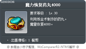 魔力恢复药丸4000 Tooltip