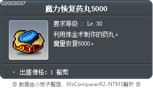 魔力恢复药丸5000 Tooltip