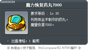魔力恢复药丸7000 Tooltip