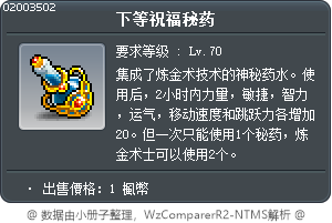 下等祝福秘药 Tooltip