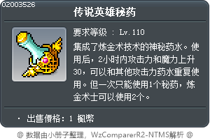 传说英雄秘药 Tooltip