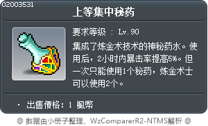 上等集中秘药 Tooltip