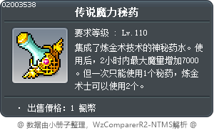 传说魔力秘药 Tooltip