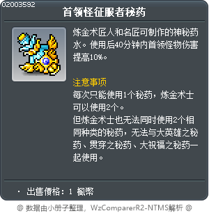 首领怪征服者秘药 Tooltip