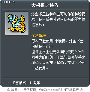 大祝福之秘药 Tooltip