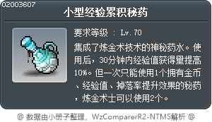 小型经验累积秘药 Tooltip