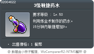 3级敏捷药水 Tooltip