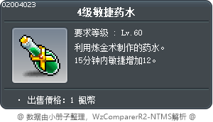 4级敏捷药水 Tooltip